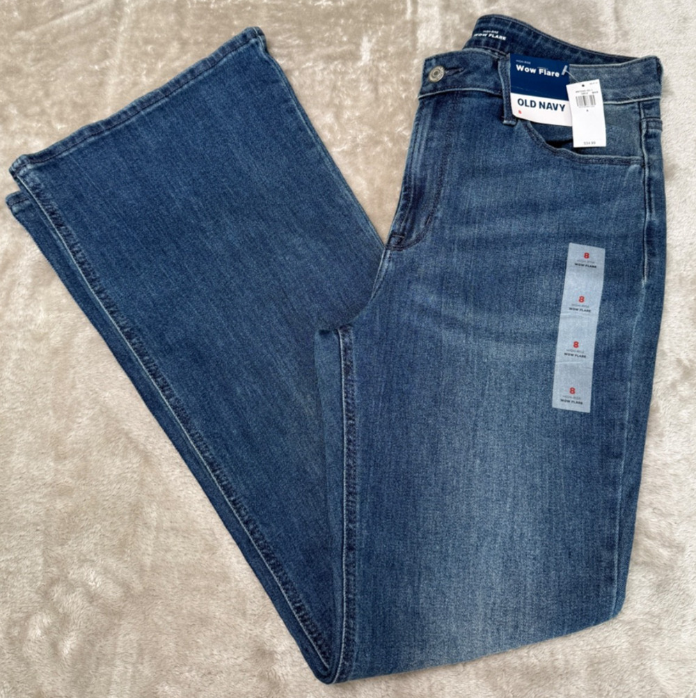 Old Navy Blue Medium Wash High Rise WOW Flare Jeans Womens Size 6 NWT